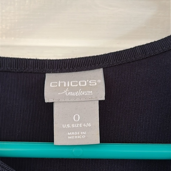 Women’s Chico’s Travelers Black Polyester & Spandex Short Sleeve Top Size 4 - Picture 4 of 6
